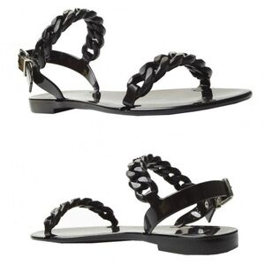 GIVENCHY Rubber Chain Ankle Strap Black Women’s Sandals NEW Size 8
